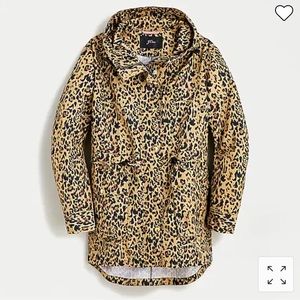 J. Crew Perfect Rain Jacket in Leopard Print